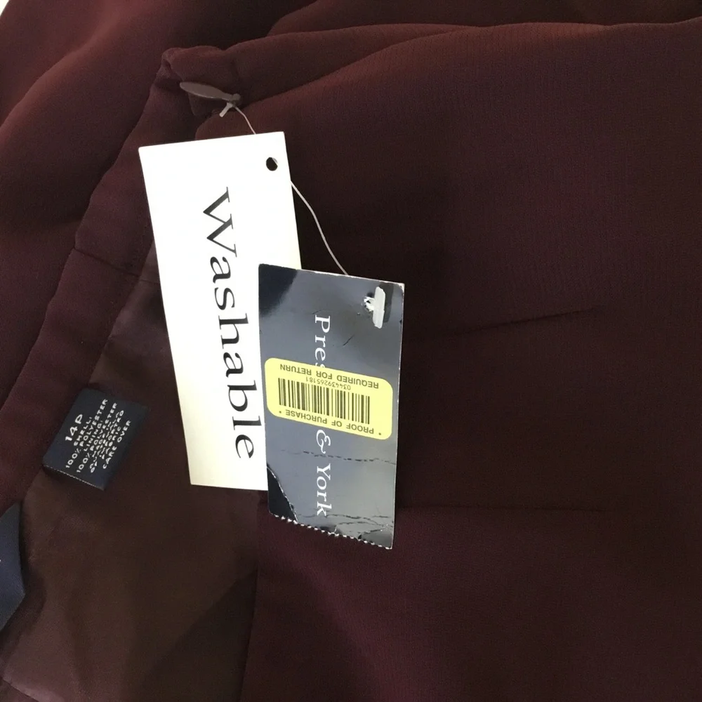 Preston & York Burgundy Pencil Skirt Career Classic Chic Size 14P